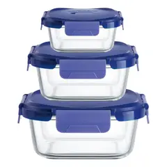 LUMINARC - Pack 3 Taper De Vidrio Contenedor Hermético Apto Para Hornos