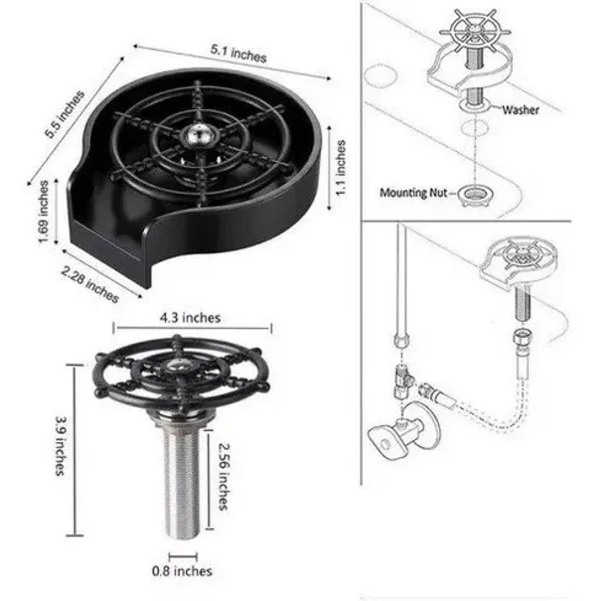 GENERICO - Lavador Enjuagador De Vasos Copas Automático Alta Presión