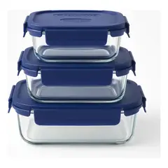 LUMINARC - Pack 3 Taper De Vidrio Contenedor Hermético Apto Para Hornos