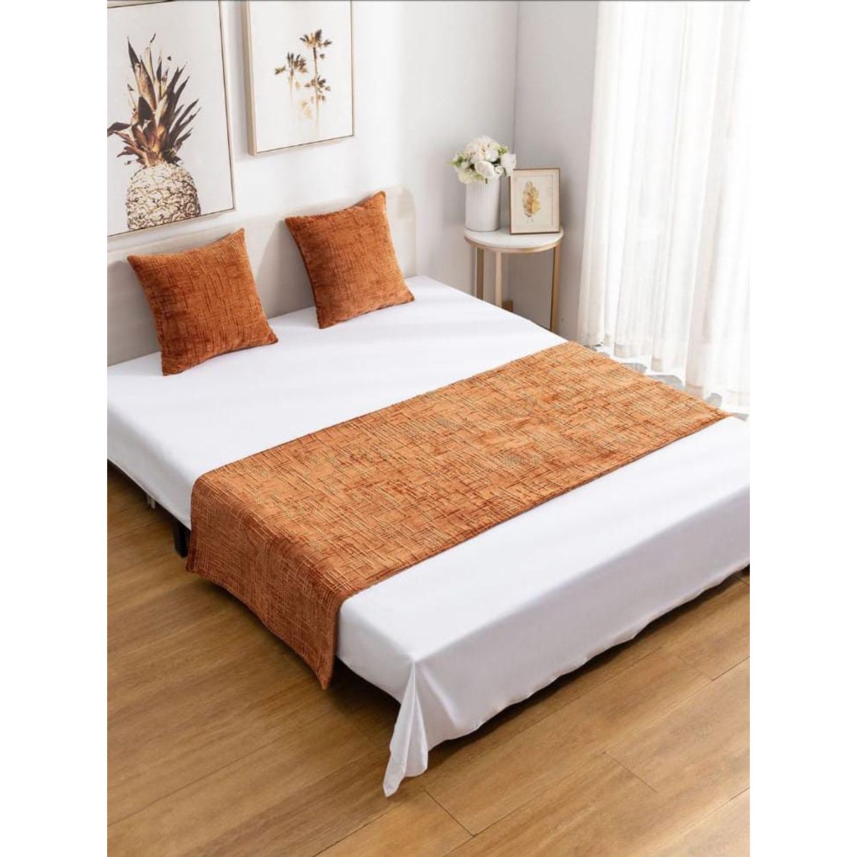 GENERICO - Piecera de Cama Decorativa Chenille + 2 Fundas de Cojín  Estilo Moderno y Elegante