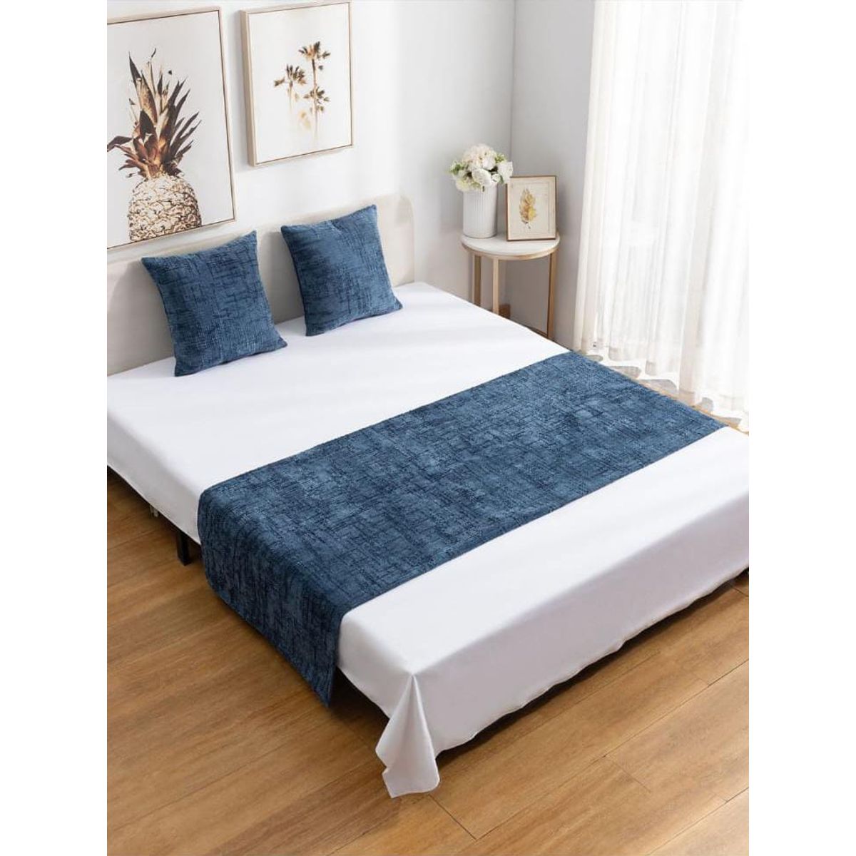 GENERICO - Piecera de Cama Decorativa Chenille + 2 Fundas de Cojín  Estilo Moderno y Elegante