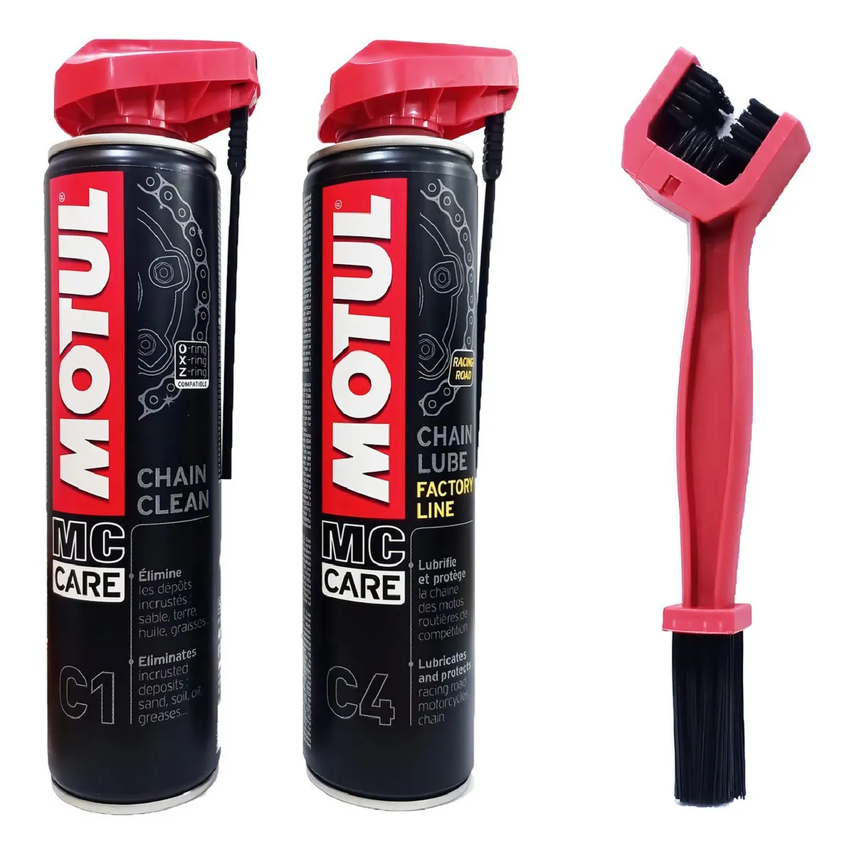 MOTUL - El Kit Motul Limpia Y Lubrica El Cepillo Chain C1 + C4 +