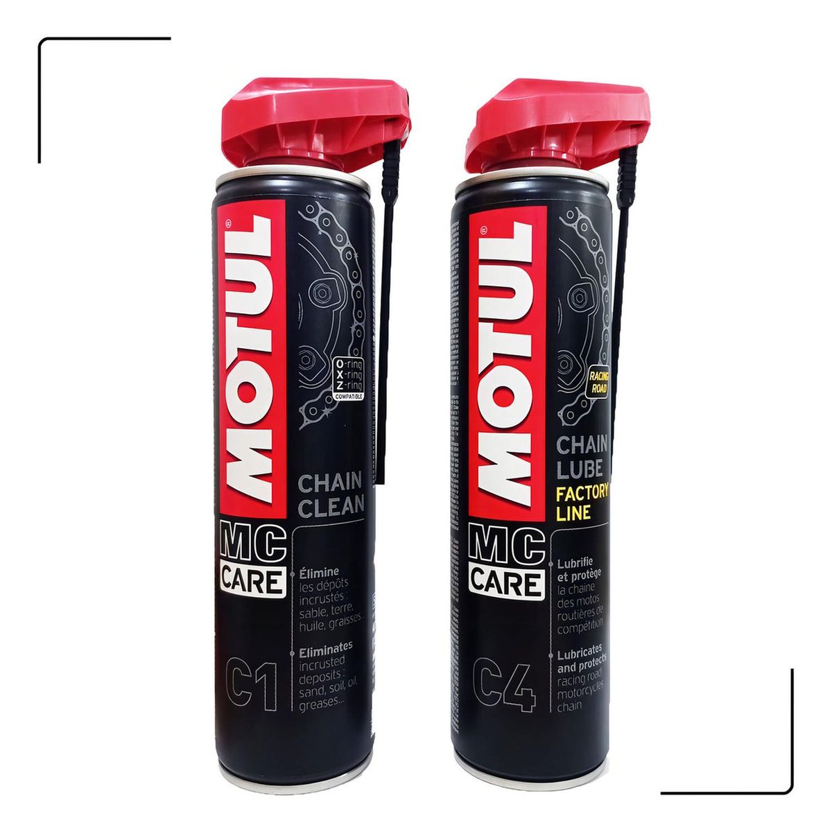 MOTUL - El Kit Motul Limpia Y Lubrica El Cepillo Chain C1 + C4 +