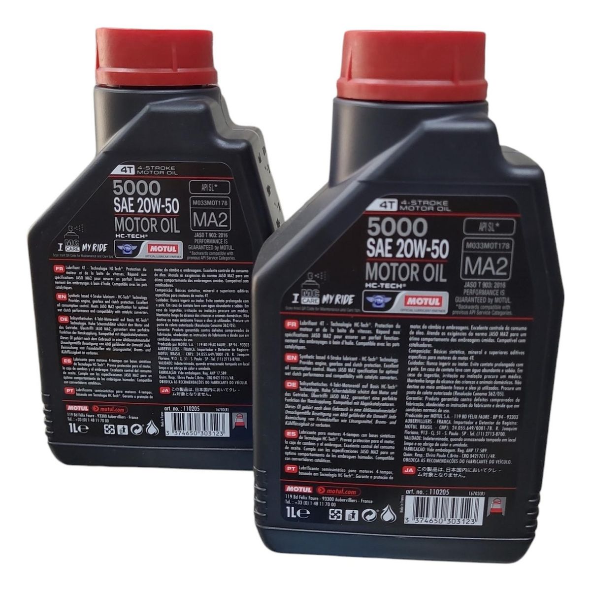 MOTUL - Pack 2 Aceite Moto 20w50 Semi-sintetico 4t 1l Motul Original
