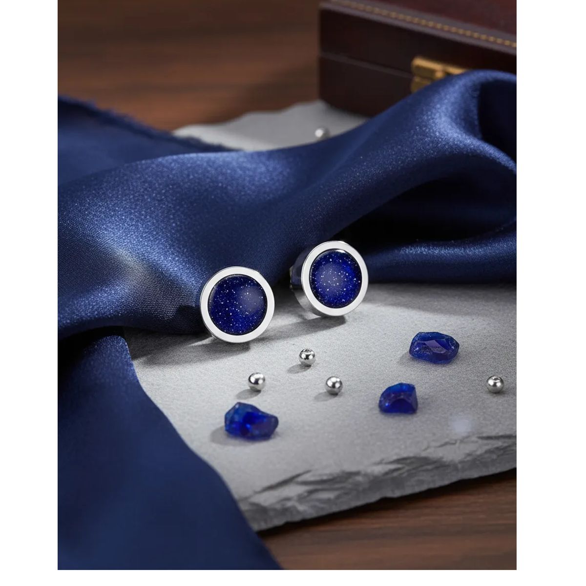 GENERICO - Aros Punk Blue Galactic Circular Hombre Mujer Moda Royal Madriz