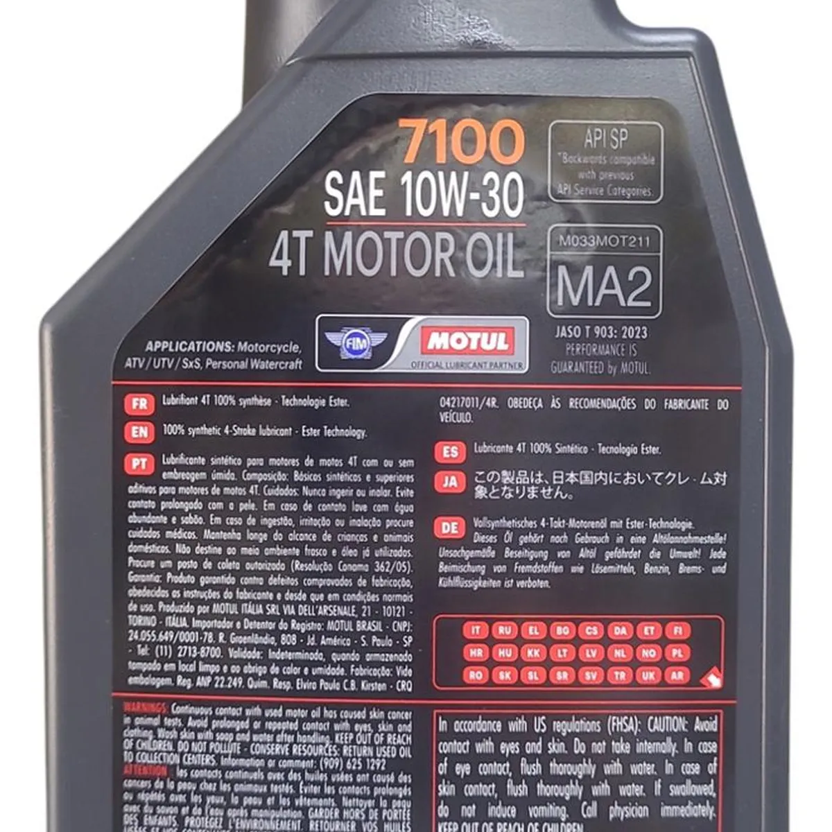 MOTUL - Aceite Moto 7100 10w30 Full Sintetico Motul 1l 4t Original