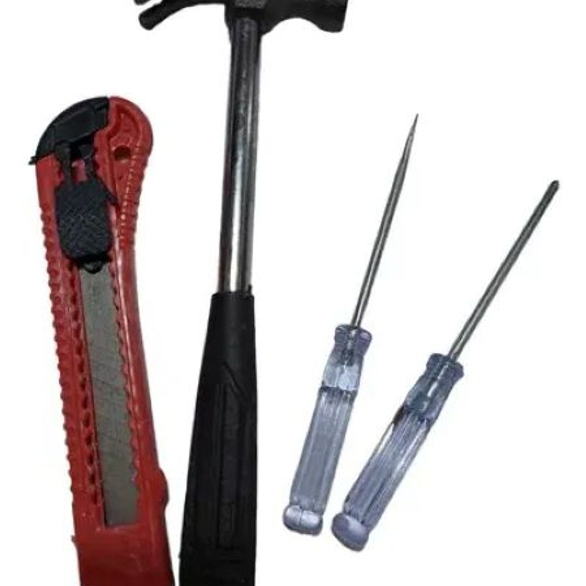 METALFER - Set De Martillo + Corta Cartón + Dos Destornilladores.