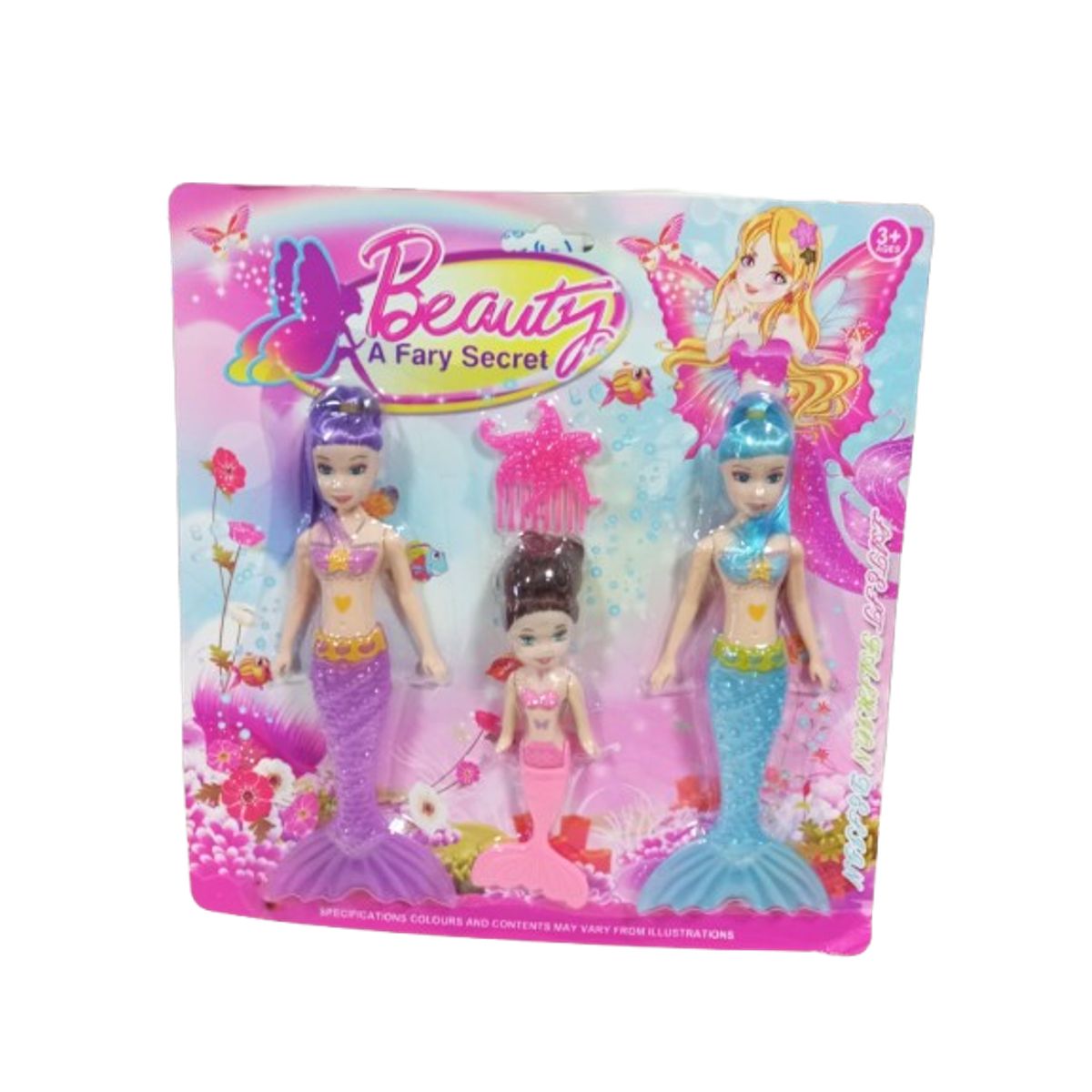 GENERICO - Pack 3 sets juguete sirena para niña