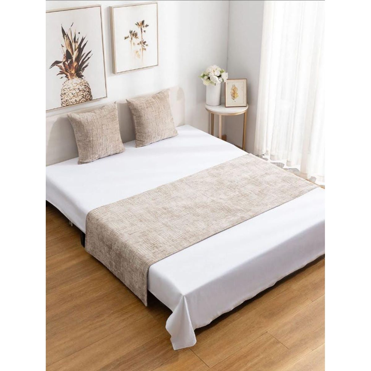 GENERICO - Piecera de Cama Decorativa Chenille + 2 Fundas de Cojín  Estilo Moderno y Elegante