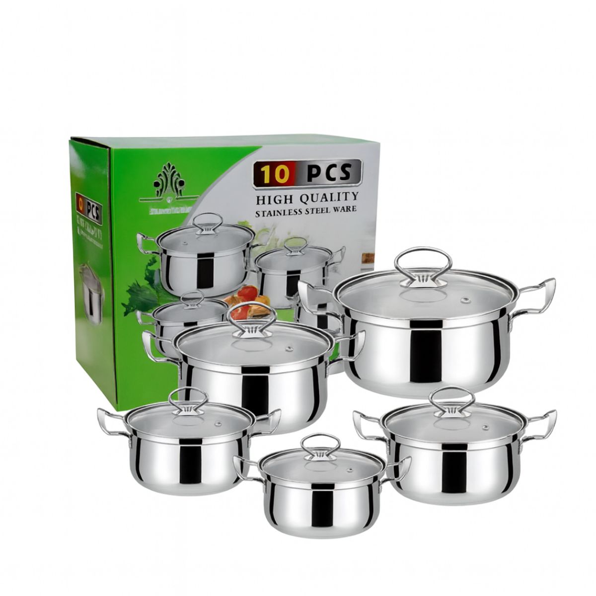 GENERICO - Juego de Ollas de Acero Inoxidable 10 Piezas