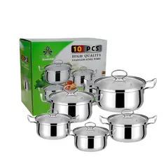 GENERICO - Juego de Ollas de Acero Inoxidable 10 Piezas