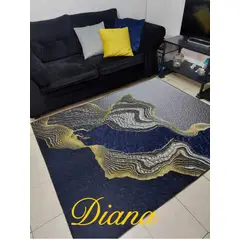 DIANA - ALFOMBRA 3D ANTIDESLIZANTE 160CMX200CM CON DISEÑO ESTILO MARMOL AZUL