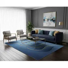 DIANA - ALFOMBRA 3D ANTIDESLIZANTE 160CMX200CM CON DISEÑO ONDAS AZUL