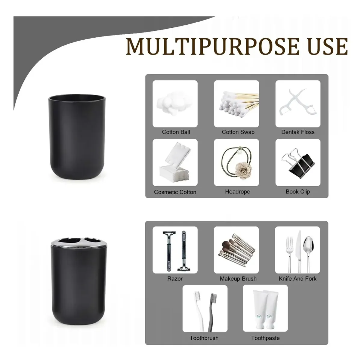 EVERSO - Juego De Accesorios De Baño De 6 Piezas Plástico Y Hogar Negro