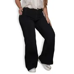 TRUCCOS JEANS - Jeans Wide Leg Negro Mujer Talla Grande Colombiano P22107137