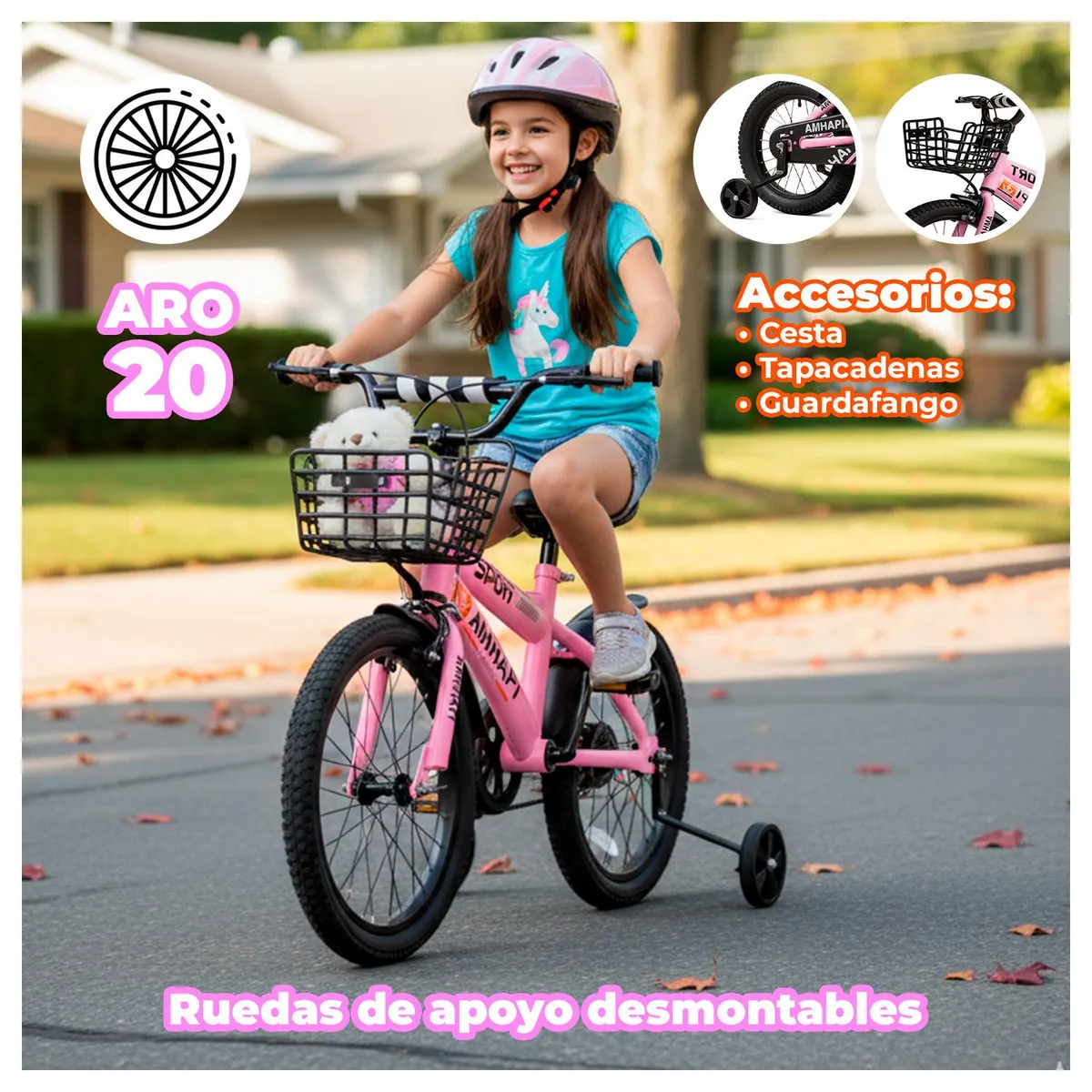 GLOBAL LATIN GROUP - Bicicleta Infantil Aro 20 con Canasto para Niñas