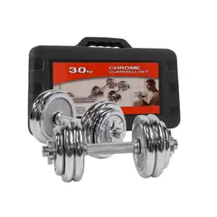 GENERICO - Set de Mancuernas Cromadas Ajustables de 30kg + Maletín