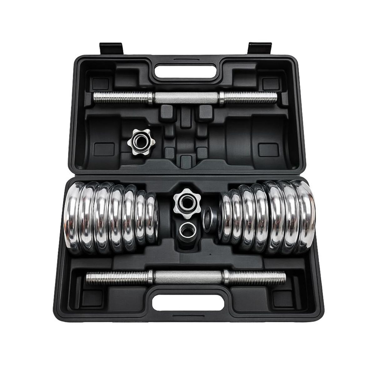 GENERICO - Set de Mancuernas Cromadas Ajustables de 30kg + Maletín