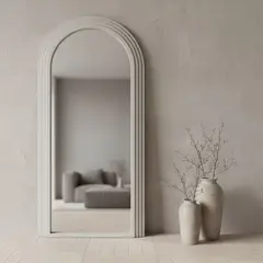 SANTU HOME & DECO - Espejo Arco Escalonado Beige Cuerpo Entero 200x100cm