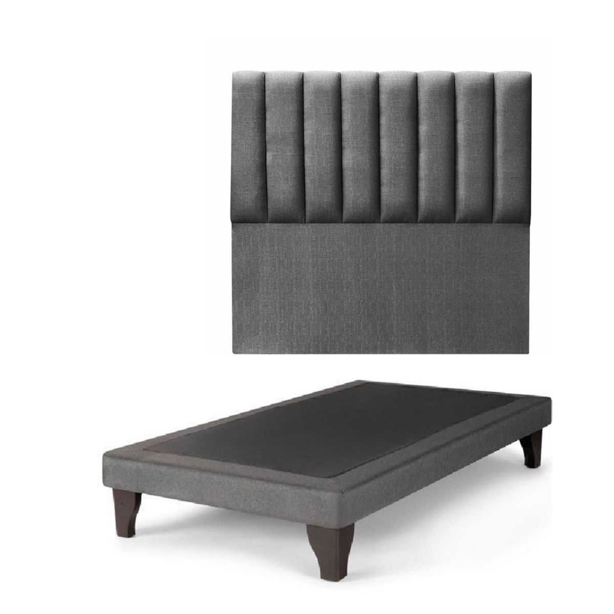 GENERICO - Base Europea mas Respaldo Tubular 1.5 plazas 105x200cm LINOGRIS OSCURO