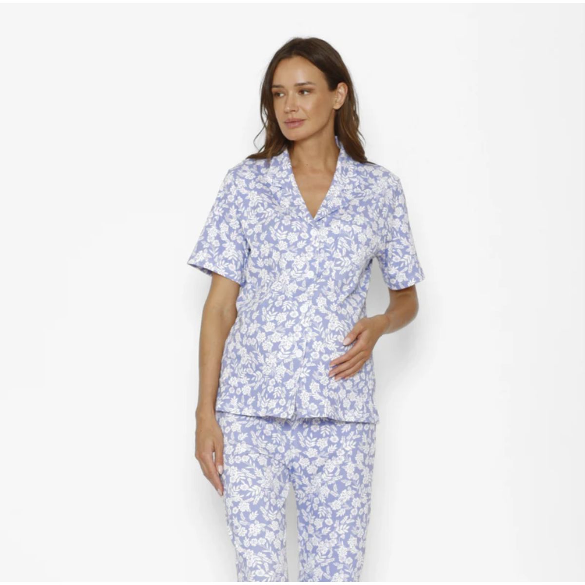 NALA - Pijama Maternal y Lactancia Camisero Flores Lavanda Nala Maternity