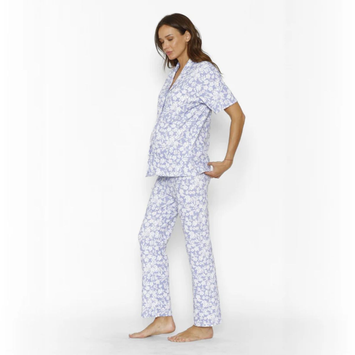 NALA - Pijama Maternal y Lactancia Camisero Flores Lavanda Nala Maternity