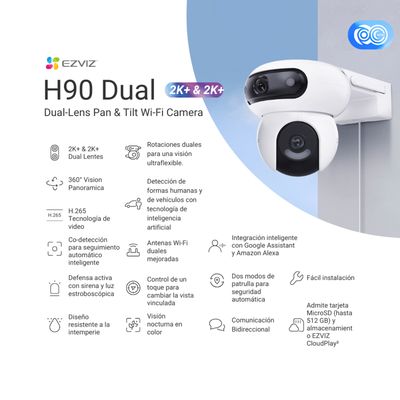 Imagen 2 del producto Cámara Wifi H90 Pt Dual Autotracking 2k+ Color Alarma Audio