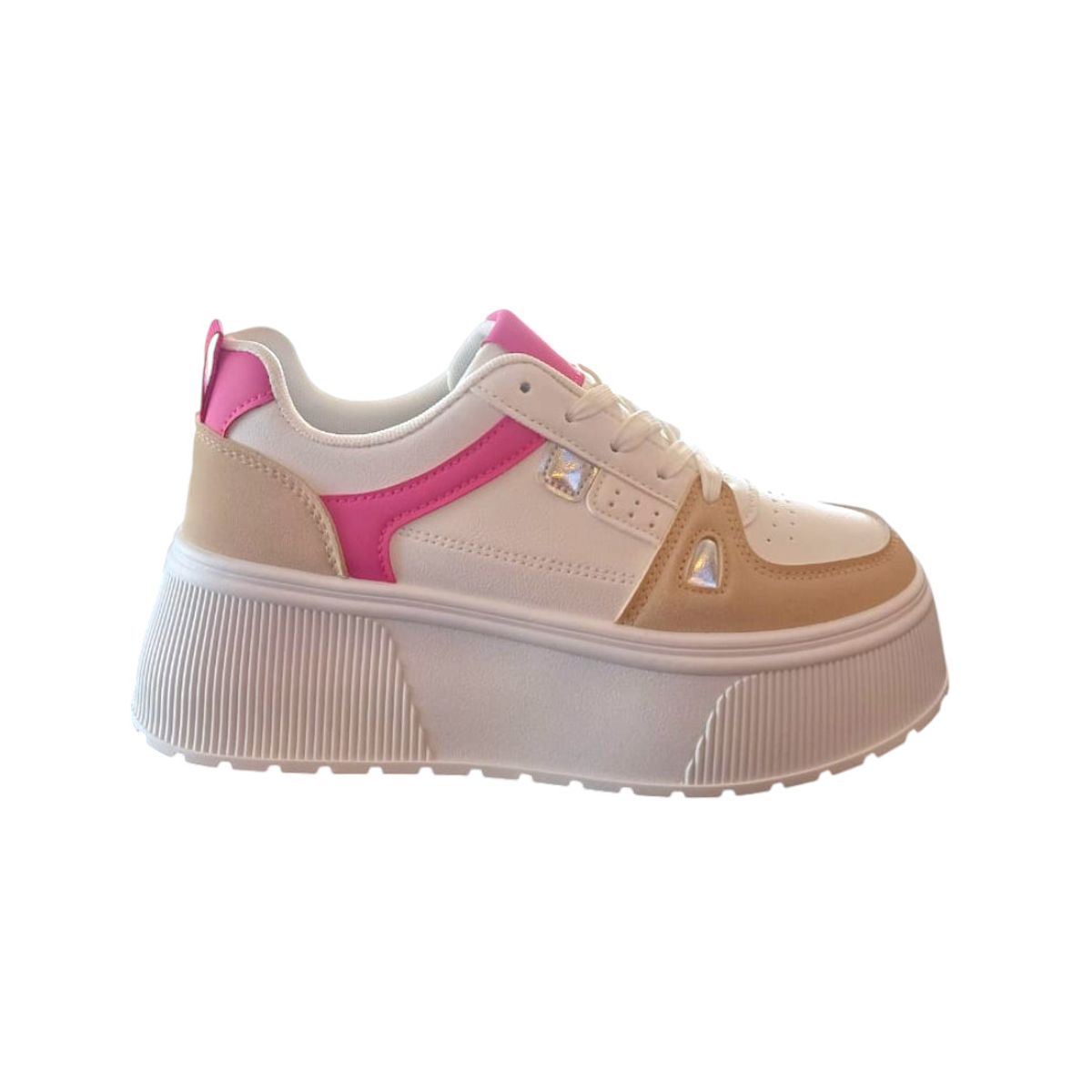 HERIEL - Zapatilla Blanca y Rosa Plataforma Mujer