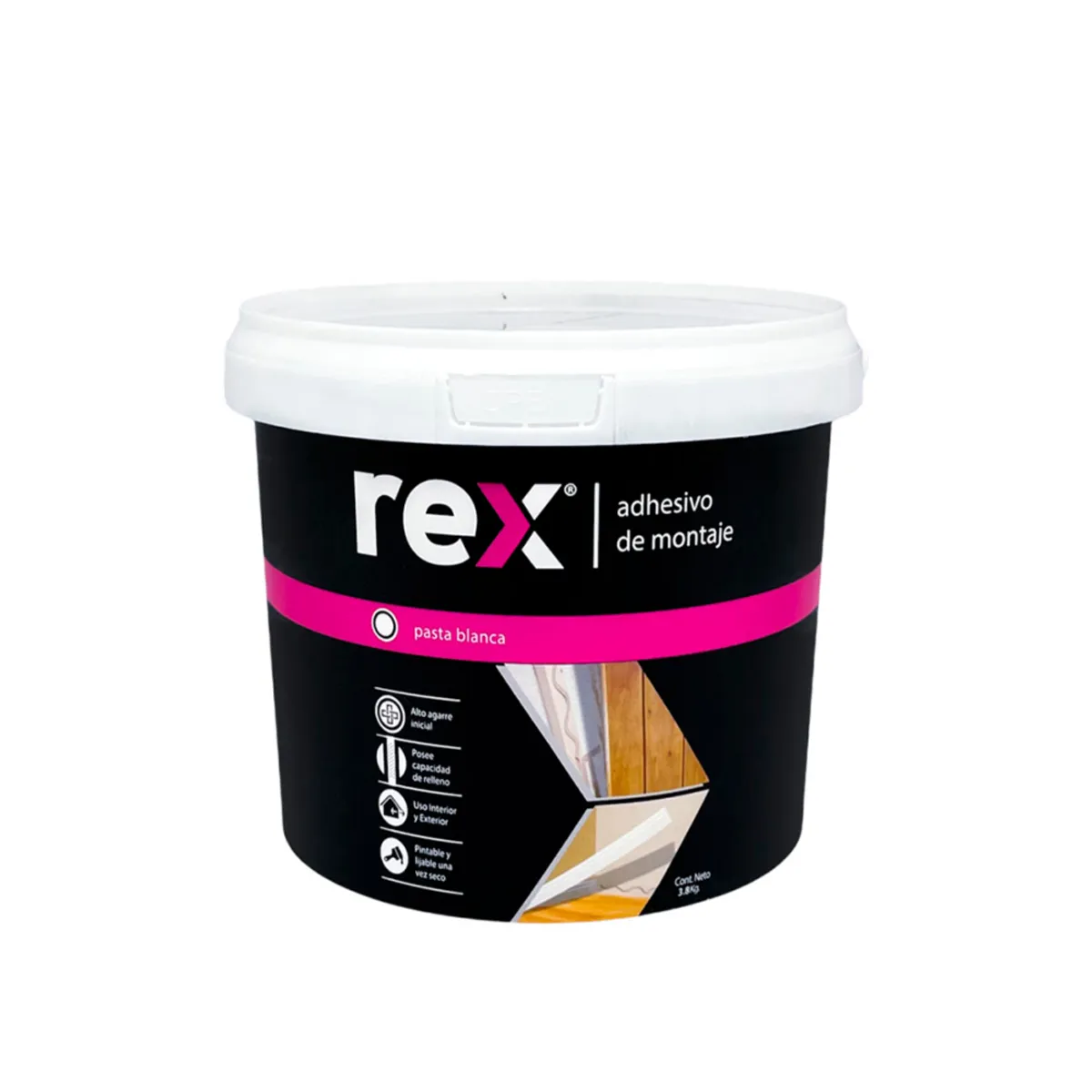 GENERICO - Adhesivo Montaje Pintable Rex 3.8 Kg Blanco