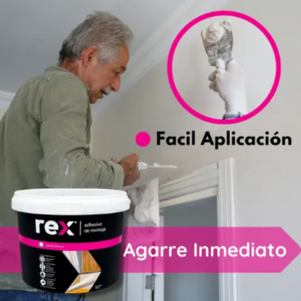 GENERICO - Adhesivo Montaje Pintable Rex 3.8 Kg Blanco