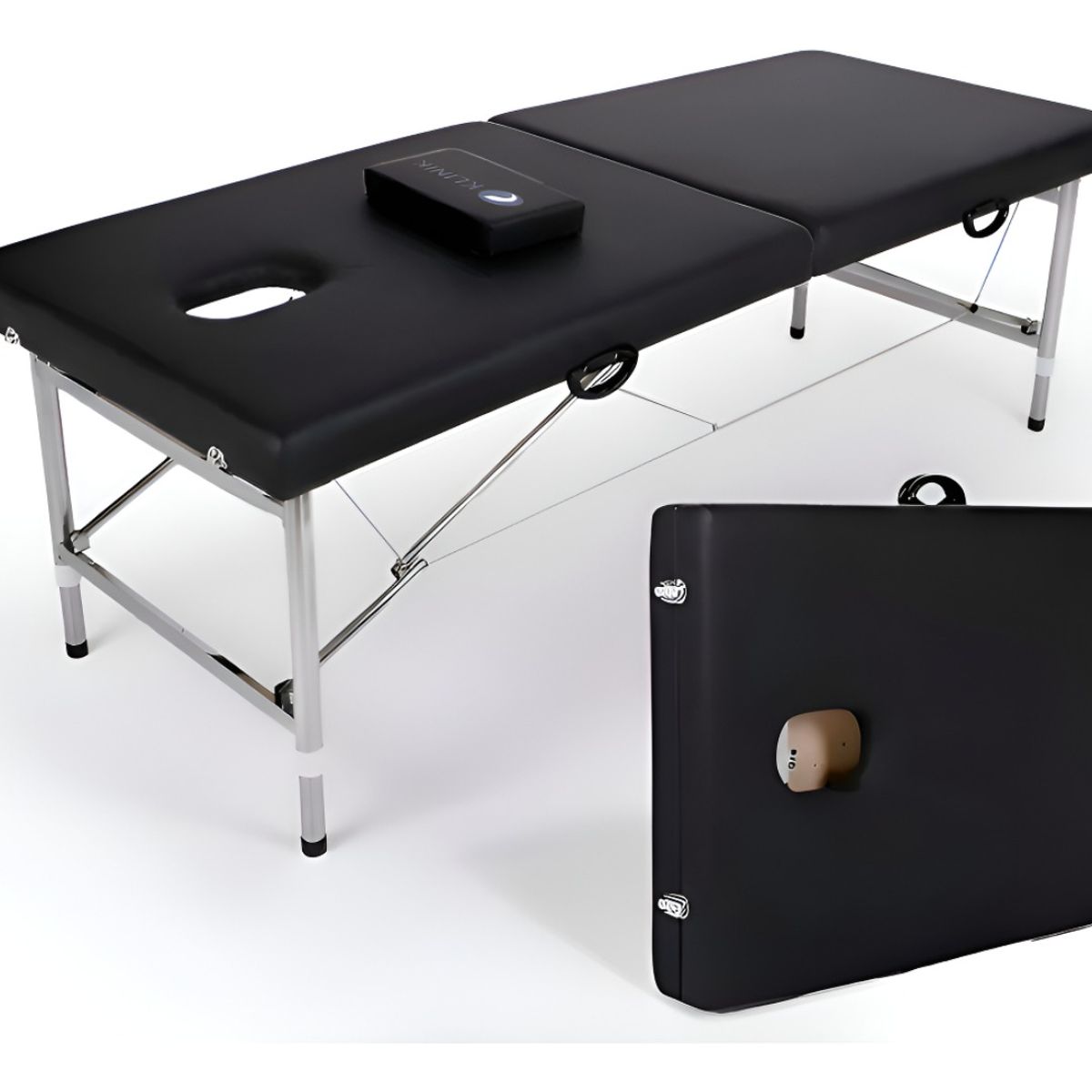 HOMEBRANDT - Camilla Cama Masajes 200kG Aluminio Plegable Acolchada Negro