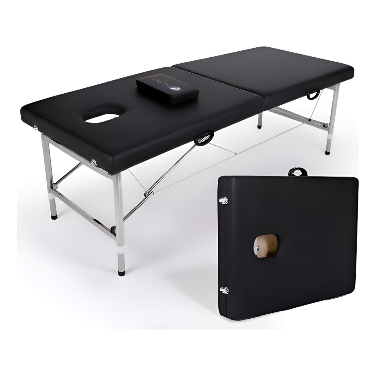 HOMEBRANDT - Camilla Cama Masajes 200kG Aluminio Plegable Acolchada Negro