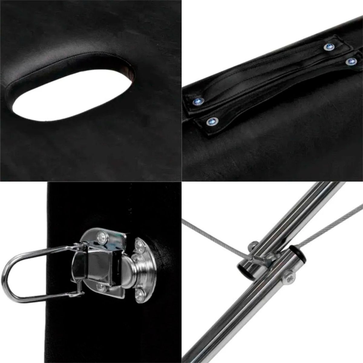 HOMEBRANDT - Camilla Cama Masajes 200kG Aluminio Plegable Acolchada Negro
