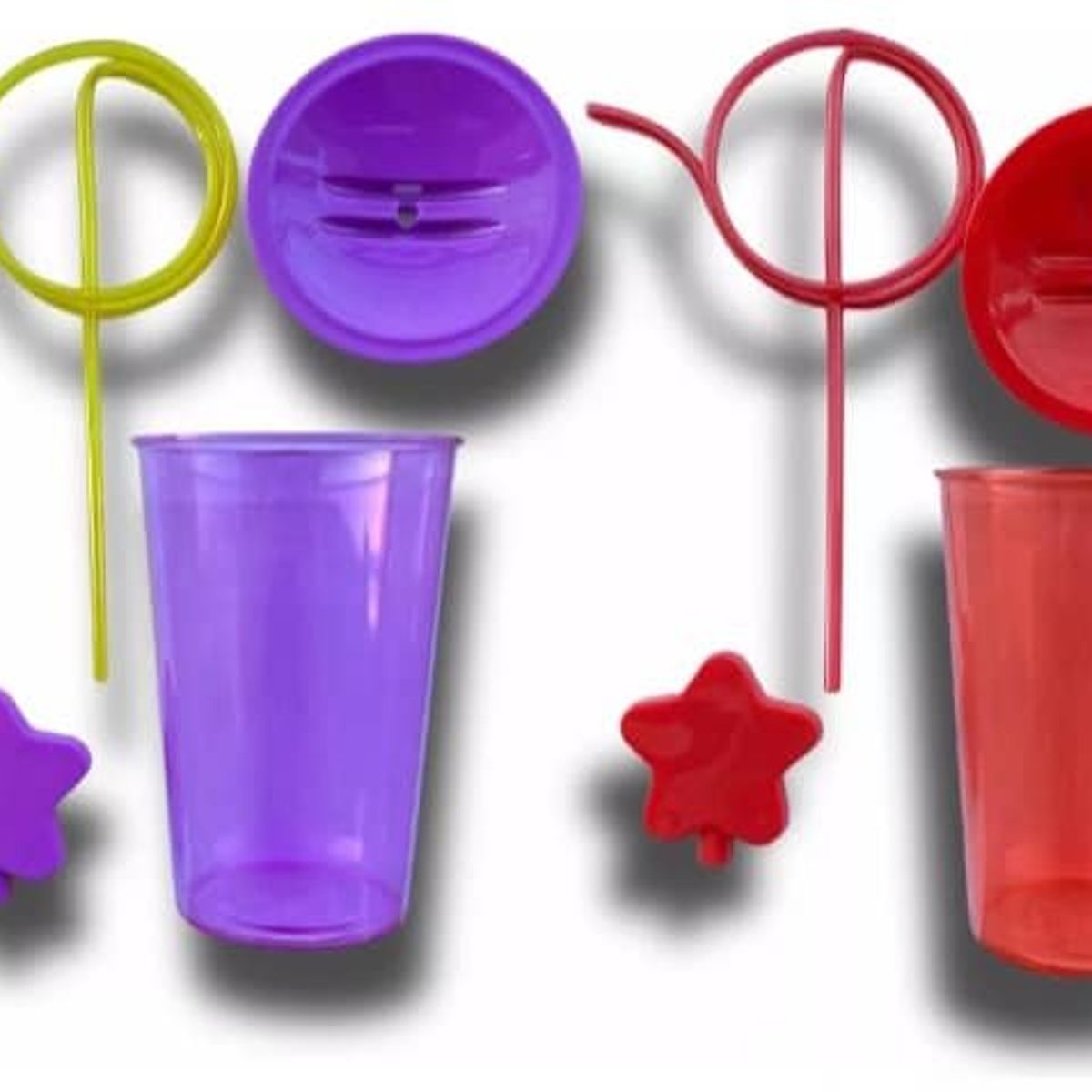 GENERICO - Pack 2 vasos lindos con bombilla para niños