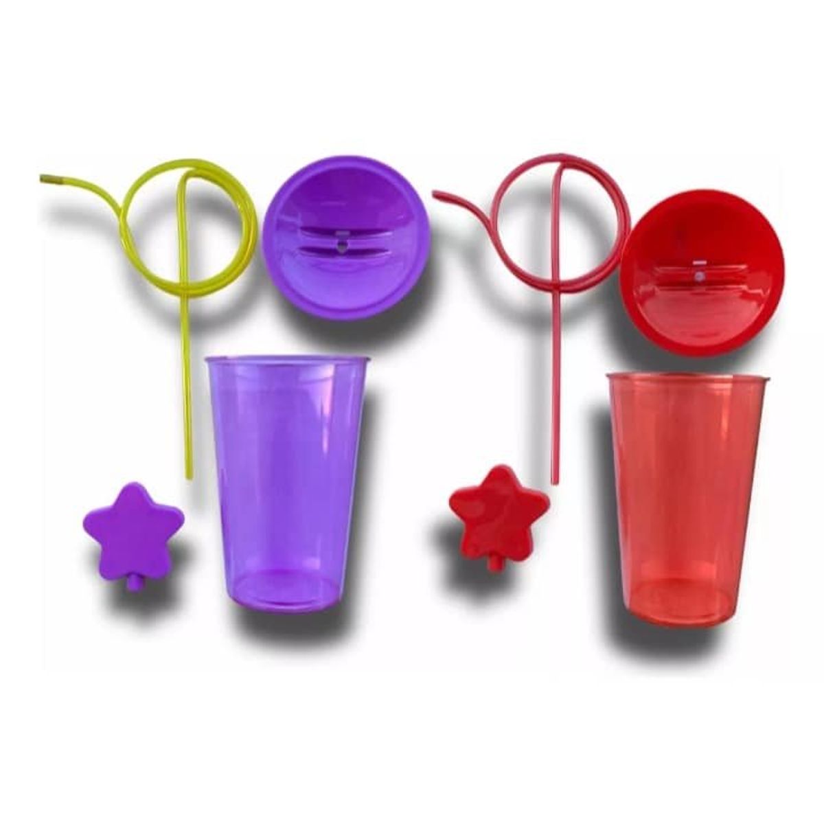 GENERICO - Pack 2 vasos lindos con bombilla para niños