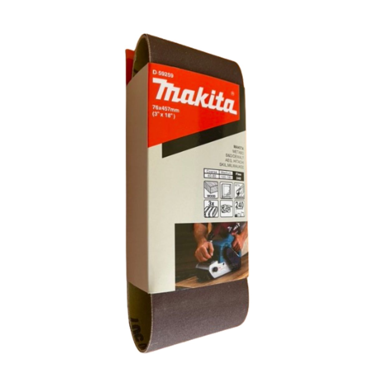 MAKITA - Lija de Banda 3x18" 3Pzs G240 Madera-Metal Makita D-59259