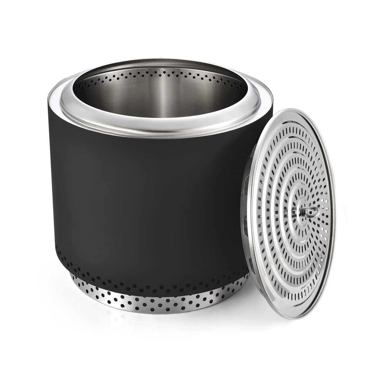 KALTEMP - Brasero K-Fire Negro 50 Kaltemp + Base - Sin Humo Acero Inoxidable