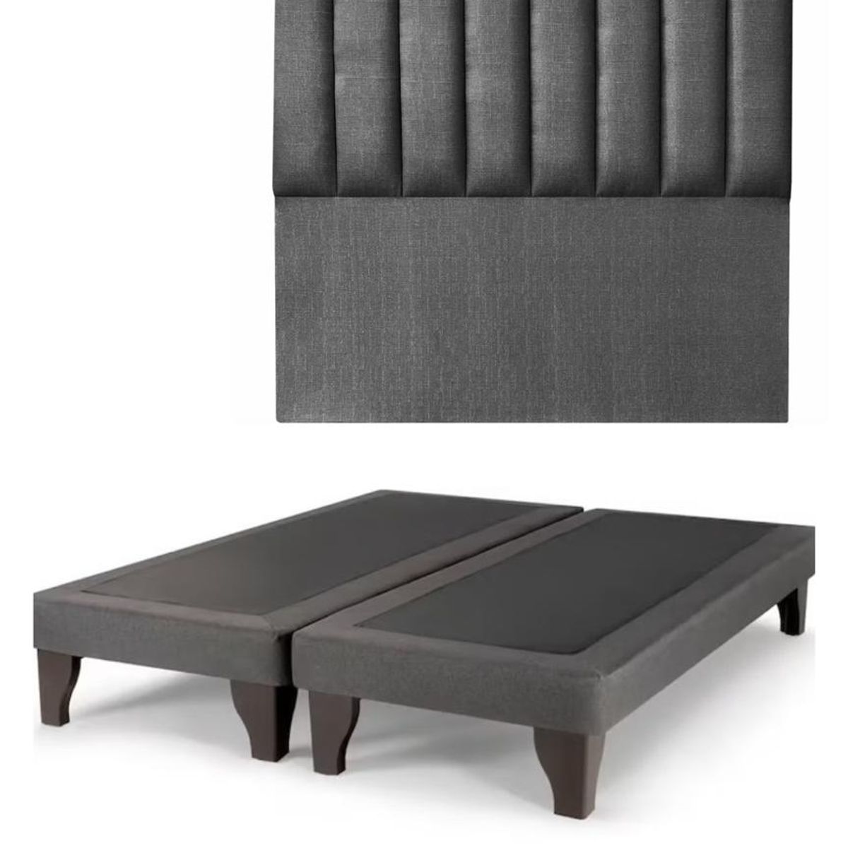 GENERICO - Base Europea mas Respaldo Tubular 2 plazas 150x200cm LINO GRIS OSCURO