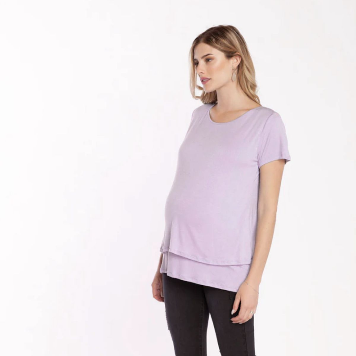 NALA - Polera Lactancia Doble Algodón Lila Nala maternity