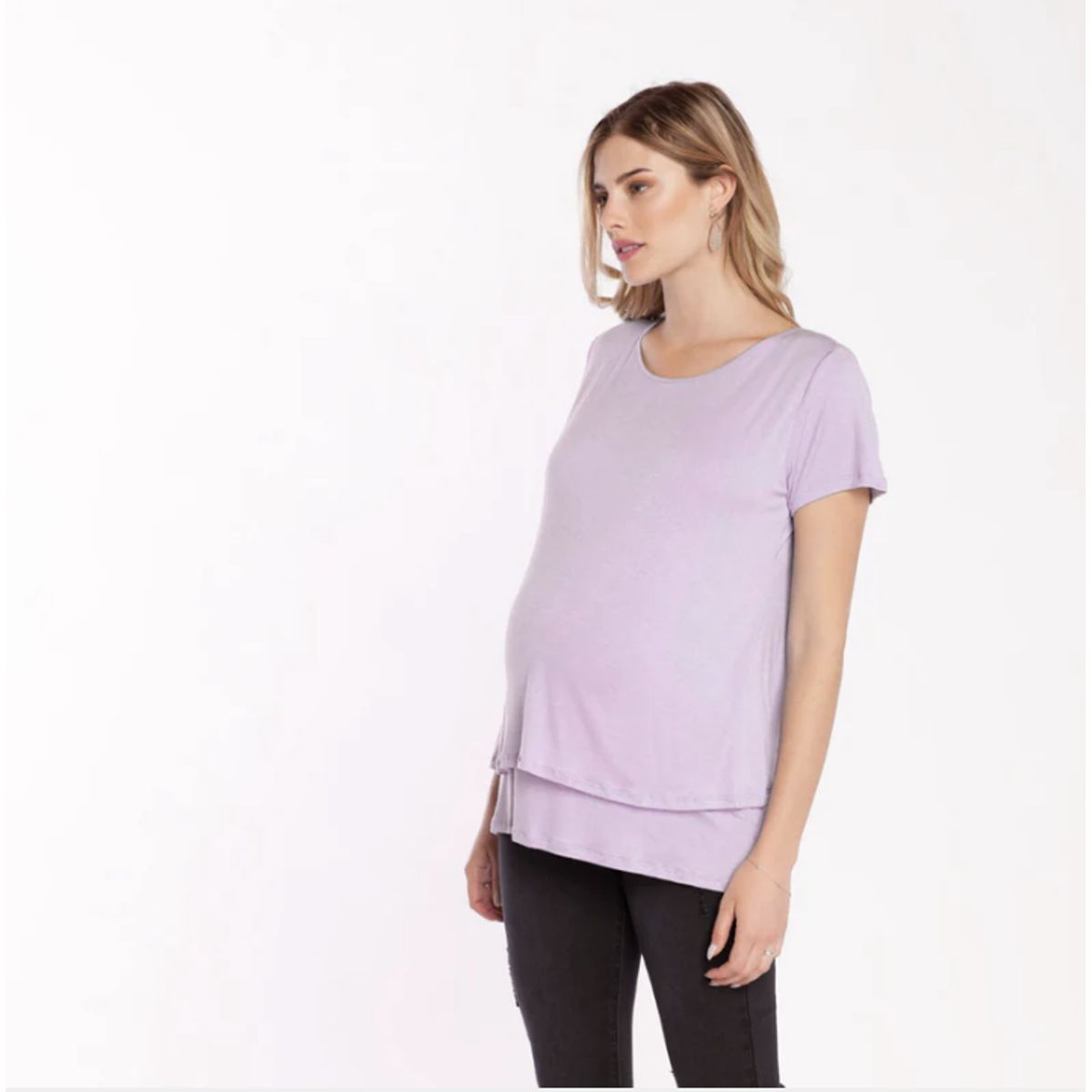 NALA - Polera Lactancia Doble Algodón Lila Nala maternity