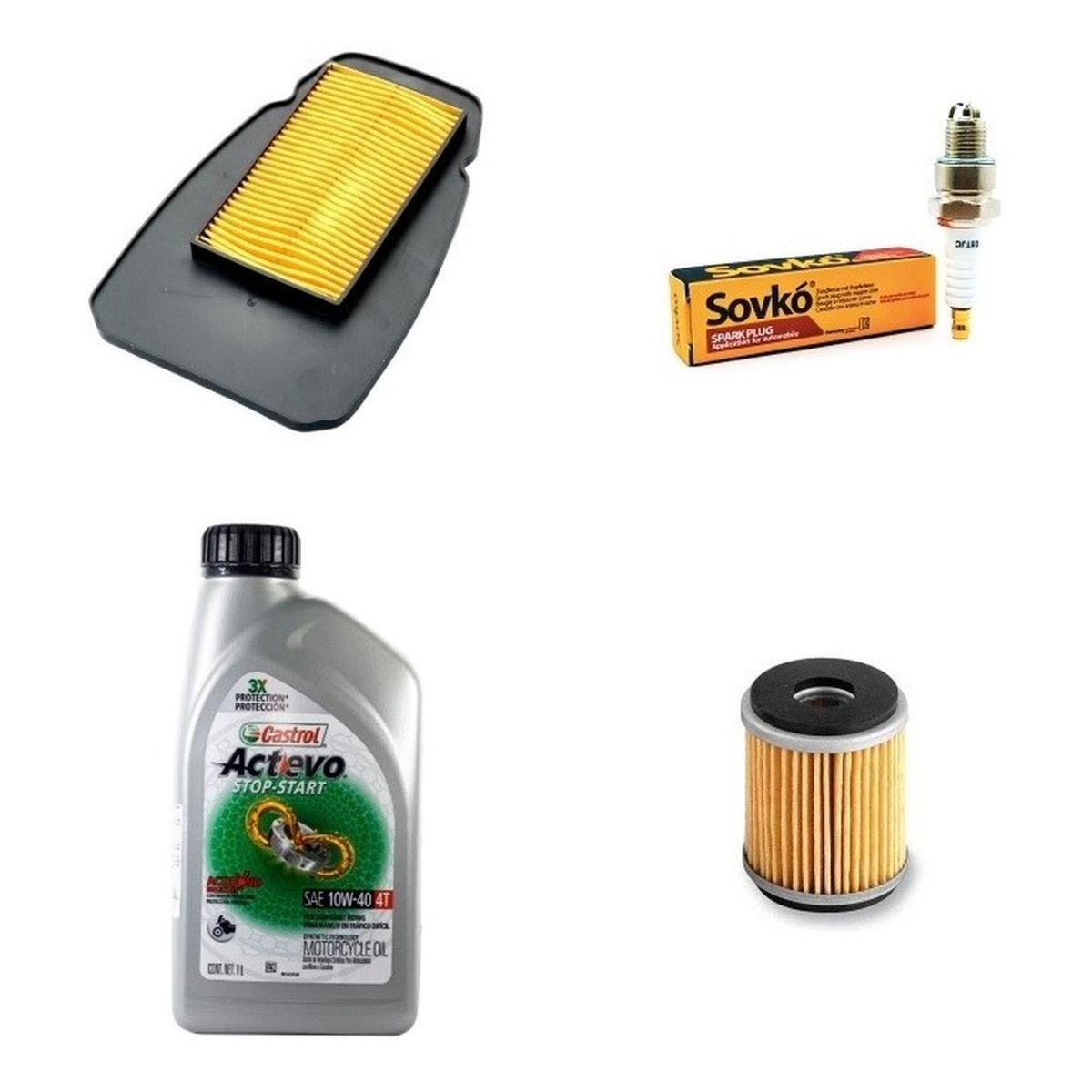 GENERICO - Kit Mantencion Yamaha R15 V3 - V4 Castrol + Filtros + Bujia