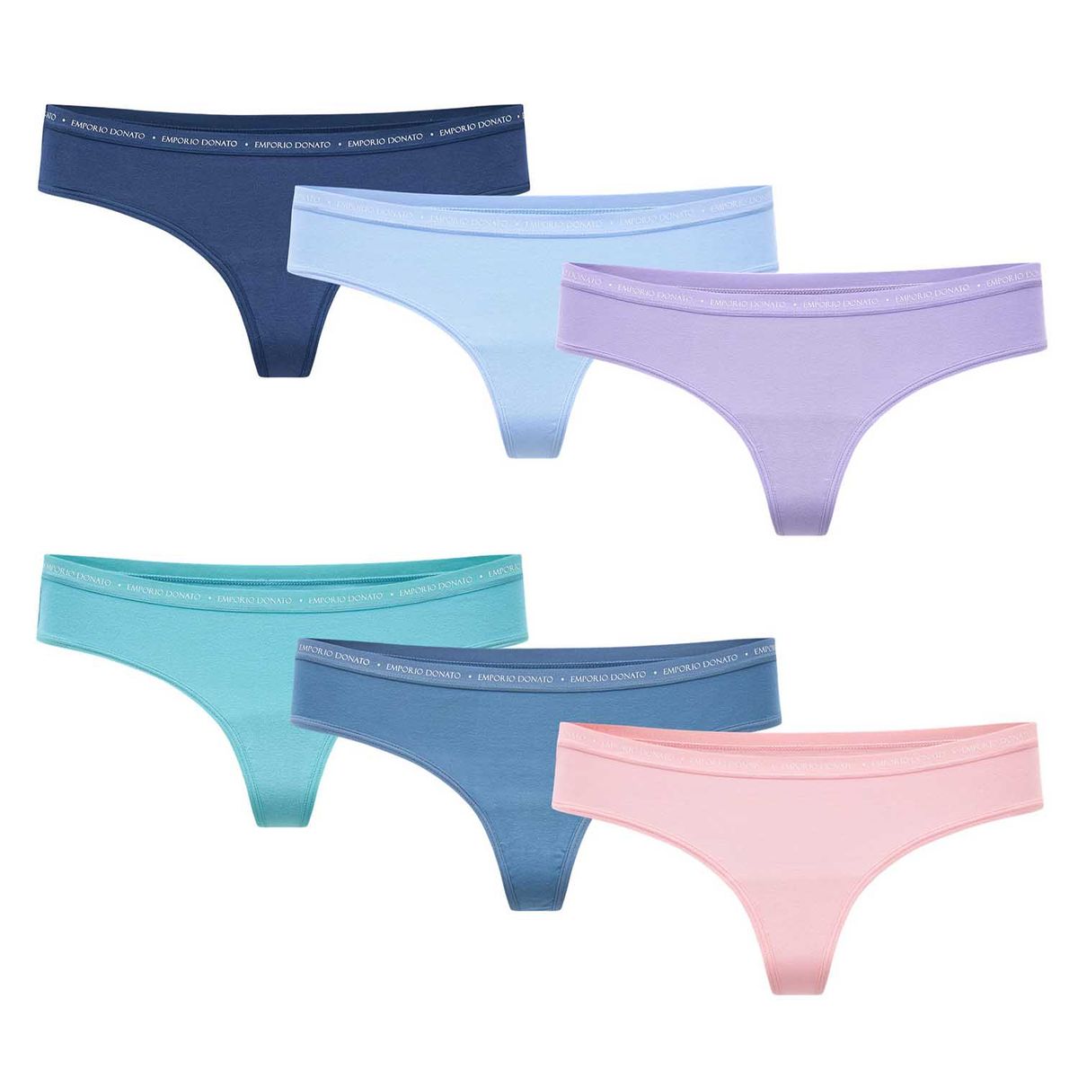 GIOVACCHINO - Pack de 6 Calzones Colaless Algodón Mujer