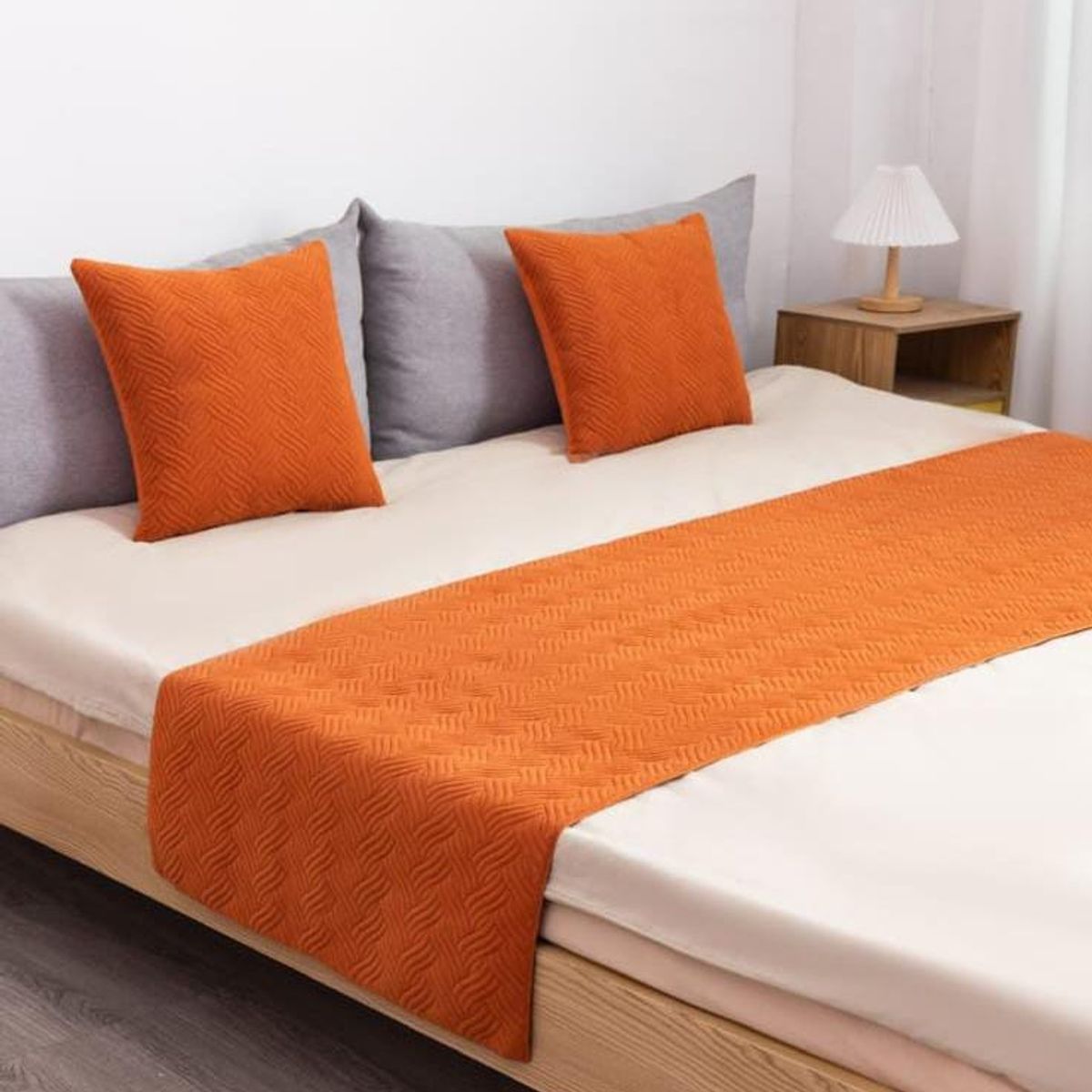 GENERICO - Piecera de Cama Decorativa Plush + 2 Fundas de Cojín  Estilo Moderno y Elegante