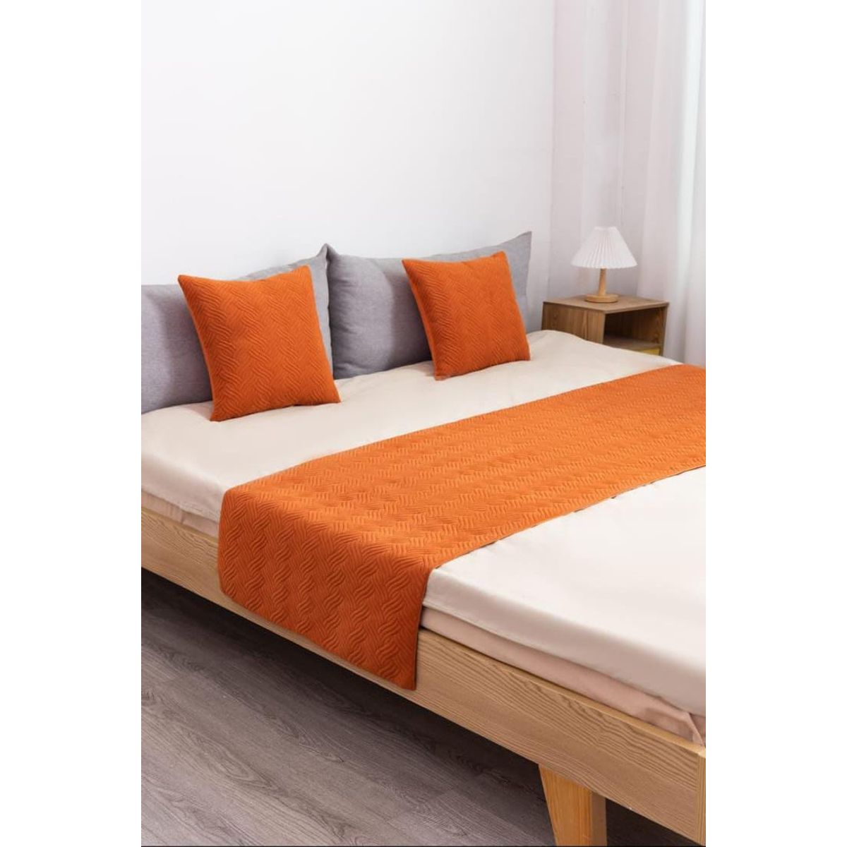 GENERICO - Piecera de Cama Decorativa Plush + 2 Fundas de Cojín  Estilo Moderno y Elegante