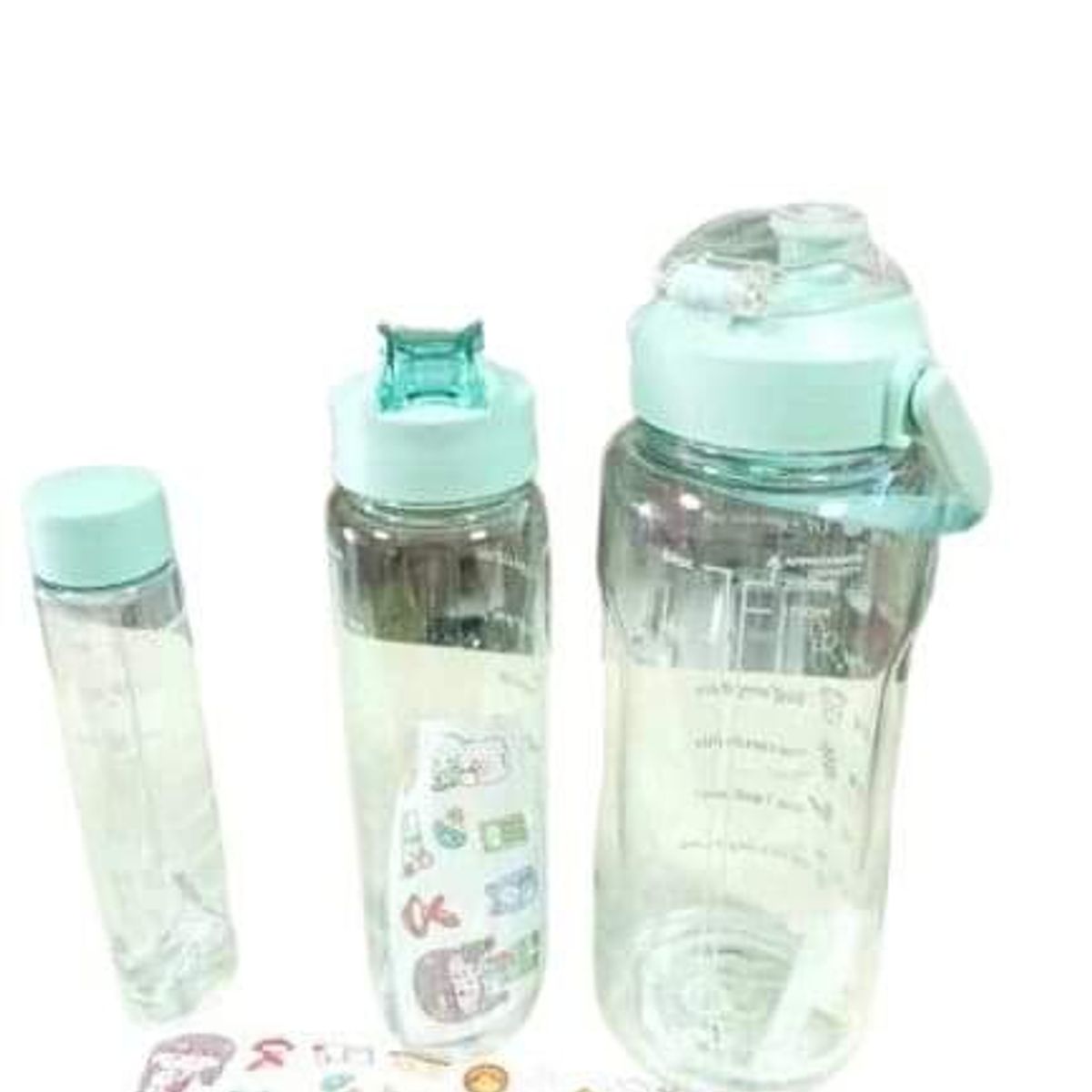 GENERICO - Botella de agua Motivacional 3 Piezas con pegatina [ 2000ml + 900ml +300ml ]