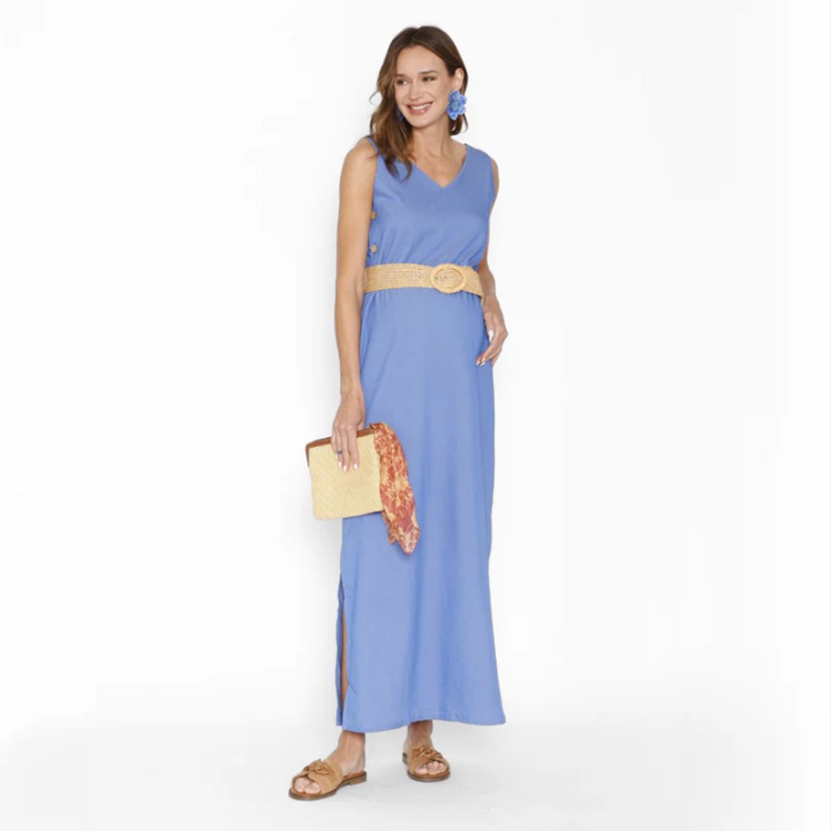 NALA - Vestido Lactancia Básico Botones Denim Nala Maternity