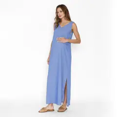 NALA - Vestido Lactancia Básico Botones Denim Maternity