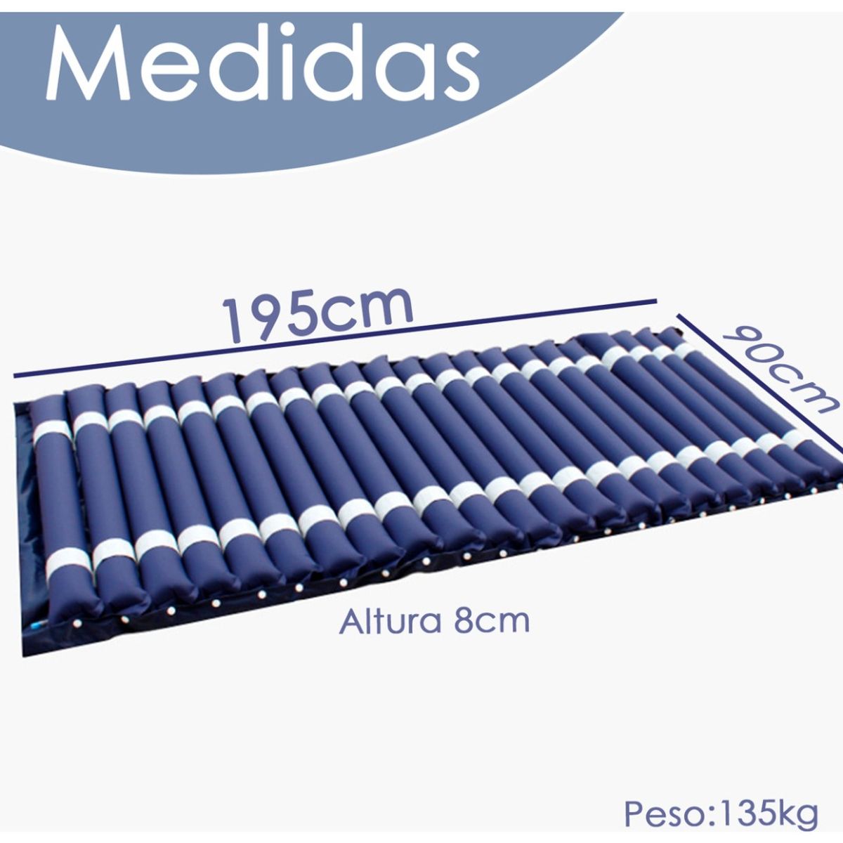 HOMEBRANDT - Colchón Antiescaras Profesional Con Motor 135kg Tubular Azul