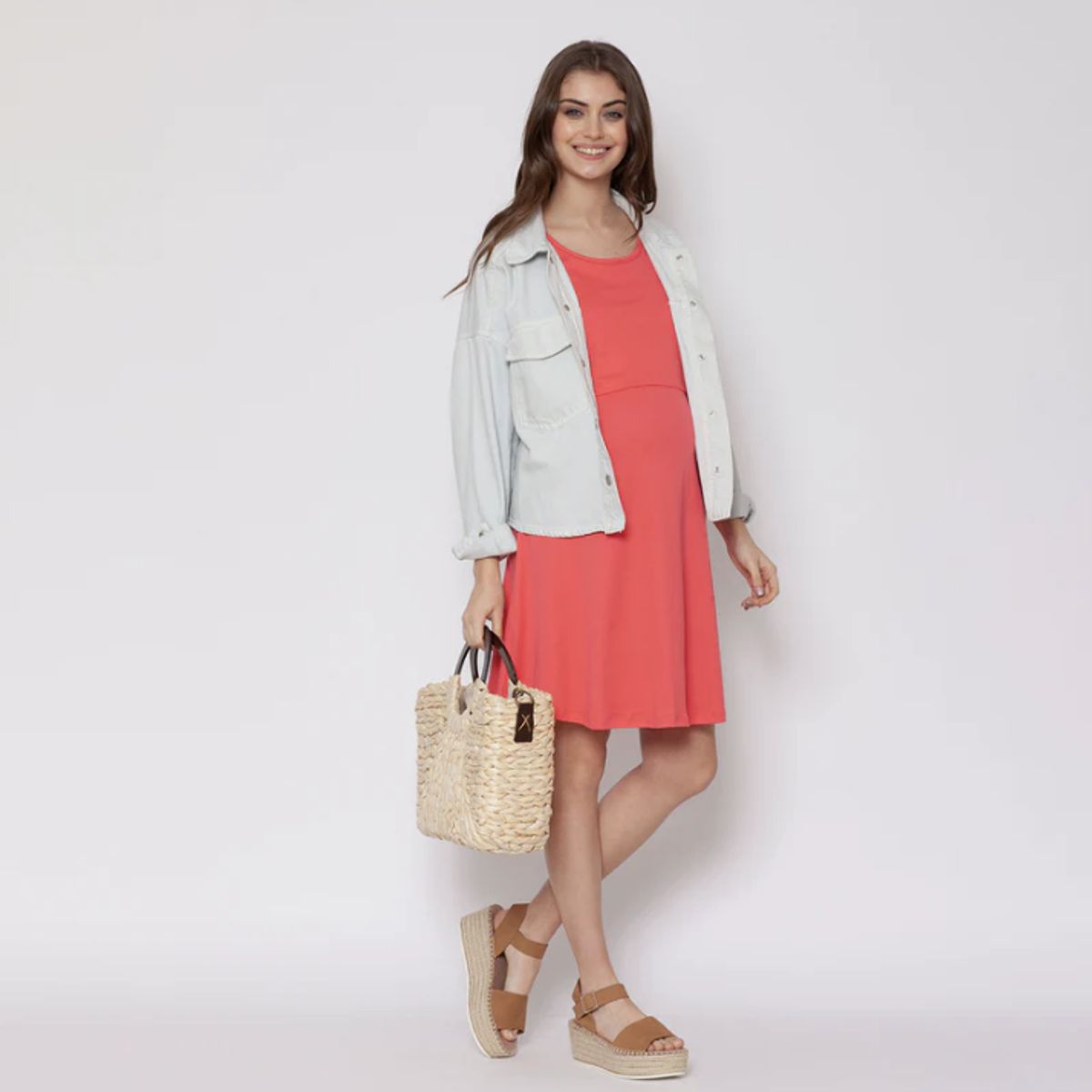 NALA - Vestido Lactancia Vuelo Pima Coral Nala Maternity