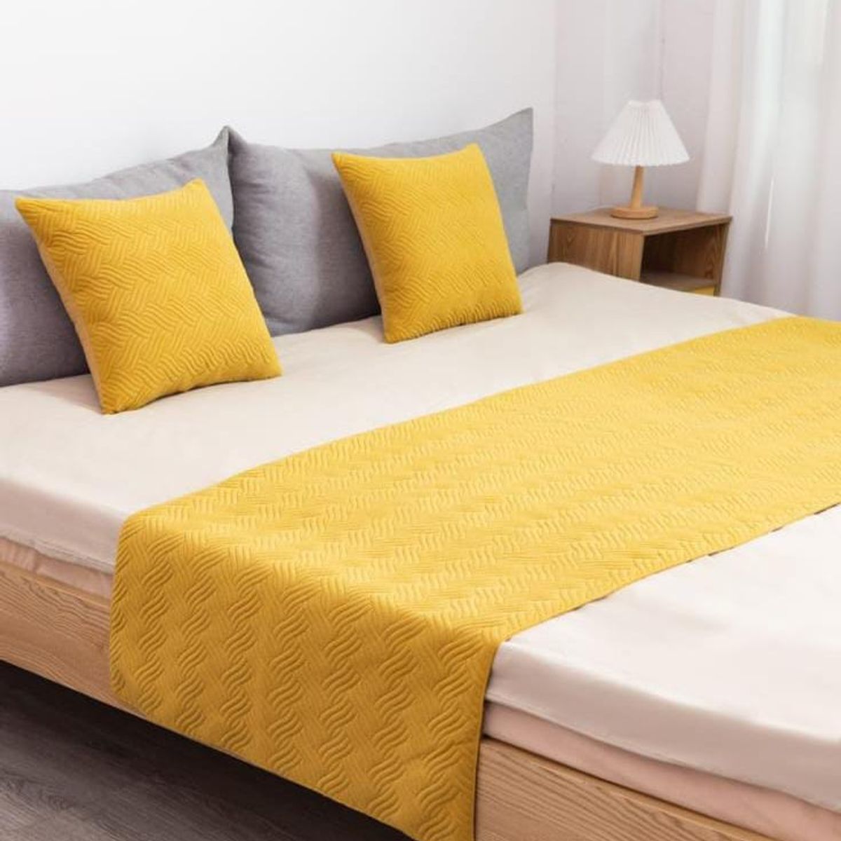 GENERICO - Piecera de Cama Decorativa Plush + 2 Fundas de Cojín  Estilo Moderno y Elegante